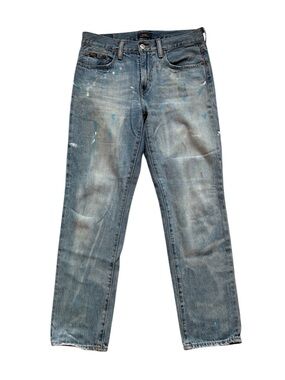 Polo Ralph Lauren Women's Blue Avery Boyfriend Paint Splatter Jeans Size 25